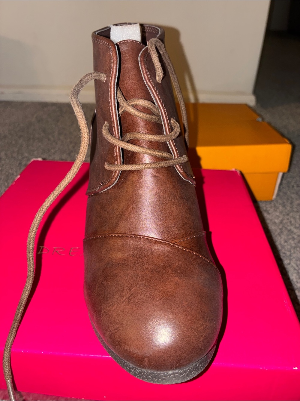 Dream Pairs Brown Lace-Up Ankle Boots